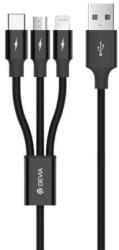 DEVIA Cablu Devia Kintone Series 3 In 1 Tube USB la Lightning, MicroUSB si Type-c, 1.2m, Black (DCKSTULMTB)
