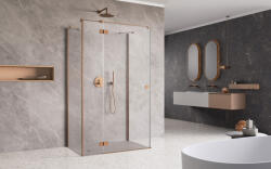 Radaway ? Essenza Brushed Copper ? KDJ+S ? szögletes ? szálcsiszolt réz zuhanykabin 80x75 átlátszó balos