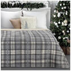 Eurofirany Santa kockás karácsonyi pamut-akril ágytakaró, takaró Szürke 200x220 cm (430880)