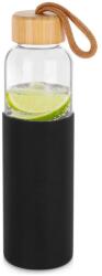 Artemis üvegpalack 0, 5L, bambusz kupak, szilikon borítás, fekete, 7x24cm (VD-259676)