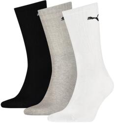 PUMA Puma, Uniszex hosszú szárú zokni szett hímzett logóval - 3 pár, Fehér, Fekete, Szürke, 43-46 (100000945-003-43-46)