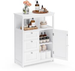 VASAGLE Fehér fürdőszobai szekrény állítható polcokkal, 3 fiókkal (BBC542P31V2)