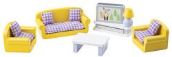 Tidlo Fából Készült Babaház Bútor, Nappali, 9 db