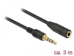 Delock Cablu prelungitor jack stereo 3, 5 mm cu 4 pini masculin la 3 m lungime negru