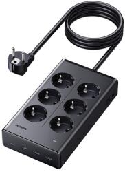 UGREEN S622 distribuție de energie 6 prize AC+3 USB+Type-C 20W, încărcător rapid PD 3.0 + cablu de alimentare 150cm, NEGRU (75141)