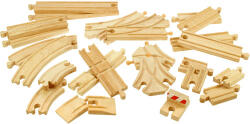 Bigjigs Toys Fából Készült Vasúti Sín Tartozék Készlet, 25 db