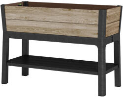 Keter Deco elevated műanyag kerti virágláda alsó polccal 110l kőrisfa (263875) - homelux