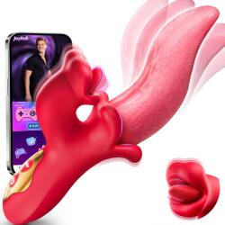 SuperLove Swinging Tongue & Licking Dual Vibrator with App Red Vibrator