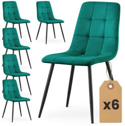 AKORD AKORD NERO Tapicerowane Krzesło Welurowe Butelkowa Zieleń Pikowane Czarne Nogi 6 db (AKO-6xNEROBOG)
