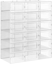 SongmicsHome Organizator pentru pantofi MARI, 18 compartimente, transparent/albă Pantofar