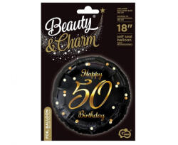 GoDan Balon Folie Model Happy 50 Birthday Negru cu Aur 45 cm GD1972 Baloane folie (GD1972)