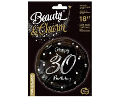 GoDan Balon Folie model Happy 30 Birthday Negru cu Argintiu 45 cm GD1970 Baloane folie (GD1970)