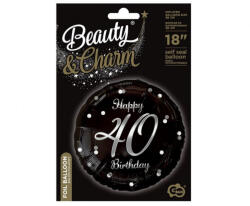 GoDan Balon Folie Model Happy 40 Birthday Negru cu Argintiu 45 cm GD1971 Baloane folie (GD1971)