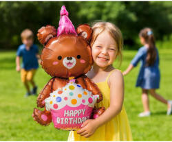 GoDan Balon Folie model Ursulet cu Tort 58 x 42 cm GD1967 Baloane folie (GD1967)