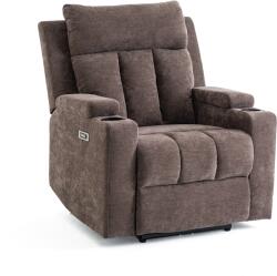  Elektromos fekvőfotel, relax fotelágy két pohártartóval, barna szövet ( JN-D8005A51-ELEC)