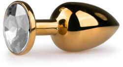 EasyToys Metal No. 1 - fehér köves kúp anál plug - arany (2, 5cm)