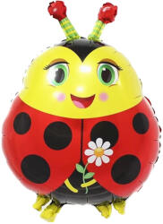 Mezőfi Team Kft Mosolygó katica, virággal, fólia lufi, 48 * 67 cm