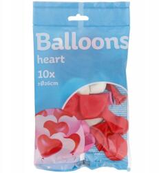 TF Léggömb Szív alakú 10 db piros fehér rózsaszín 26 cm (8714572950008)