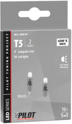 LAMPA Led izzó pár 12V-os mini (T5) - W2x4, 6d - 2 db - Fehér (0158414)