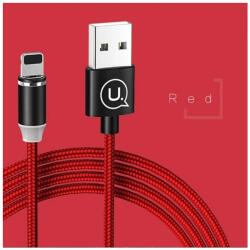 USAMS U-Sure Magnetic Lightning kábel 1m 2.1A fonott piros SJ292USB02 (US-SJ292) (SJ292USB02)