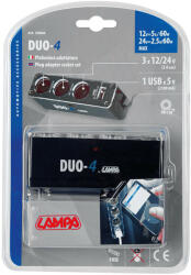 LAMPA Szivargyújtó Elosztó 3-as, 1xUSB 500 mA (0139048)