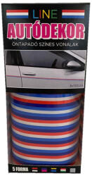 Line Öntapadós Dekorcsík 8x130cm, Világoskék-Sötétkék-Piros, 64 (30311642)
