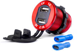 AMiO Vízálló Töltő Feszültségmérő 2xUSB 12/24V MOD-11 (0502861)