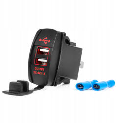 AMiO Dupla Usb Aljzat, Beépíthető, Vízálló, 12/24V (0504228)