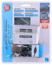 ALL Ride AllRide 12-24 V-os, 3-as szivargyújtó elosztó 3 kapcsolóval (33262819)