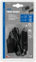 LAMPA 2 USB portos töltő hosszabbító kábellel - 3000 mA - 12/24V (0138965)