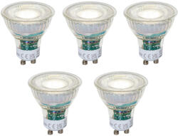 LUEDD 5 darabos GU10 50 mm-es dimmelhető LED izzókészlet, átlátszó, 2, 5 W, 450 lm, 4000 K (03409)