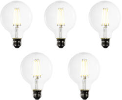 LUEDD 5 db-os E27 LED izzó készlet G95 átlátszó filament 3.8W 806 lm 3000K (03404)
