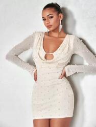 Shein Díszített Mini Ekrü Ruha (s) (599601)
