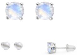  Cercei Piatra Lunii Rainbow rotund fatetat 6x6x15 mm cu Argint 925 pentru intuitie si feminitate - 1 Pereche