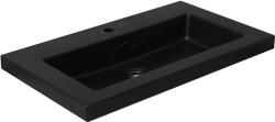 Cerano - Ovo öntött márvány mosdó - túlfolyóval - matt fekete - 60, 5x46, 3 cm