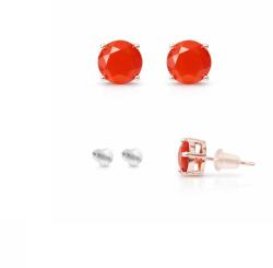  Cercei Carneol rotund fatetat 6x6x15 mm cu Argint 925 pentru vitalitate si incredere - 1 Pereche
