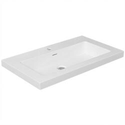 Cerano - Ovo öntött márvány mosdó - túlfolyóval - fényes fehér - 60, 5x46, 3 cm