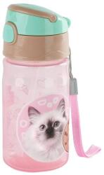 DERFORM Szívószálas cicás műanyag kulacs 330 ml - Sweet Heart (BCCF45) - iskolataskawebshop