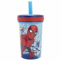  Spiderman cseppmentes pohár szívószállal 370 ml (74787) - iskolataskawebshop