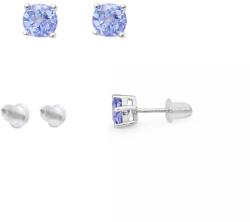  Cercei Tanzanit rotund fatetat 3x3x15 mm cu Argint 925 pentru inspiratie spirituala - 1 Pereche