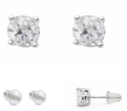  Cercei Cuart Alb rotund fatetat 5x5x15 mm cu Argint 925 pentru claritate si puritate - 1 Pereche