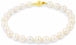 White & Black Sósvízi tenyésztett gyöngy karkötő arany zárral - akoya 6, 5-7mm - A (GY1165s)