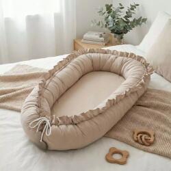 Muminky Csecsemő báb pamut fodros fészek Bézs