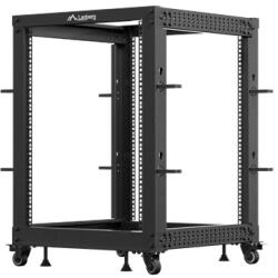 Lanberg 19" 15U 600x600-1100 (állítható mélységű) szabadon álló rack keret, fekete (OR01-6115-B) - 3bnetwork