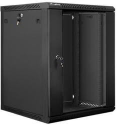 Lanberg 19" fali rack szekrény 15U/600X600 üvegajtó, lapraszerelt, fekete V2