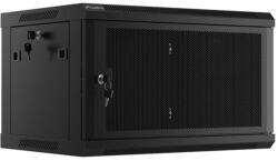 Lanberg 19" fali rack szekrény 6U/600X450 perforált ajtó, lapraszerelt, fekete (WF01-6406-23B) - 3bnetwork