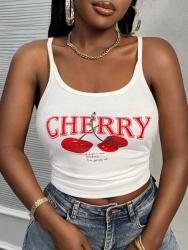 Shein Fehér Bordázott Nyomott Mintás Felső (L) (611190)