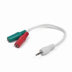 Gembird 3.5mm jack 4-pin apa / 2x3.5mm jack anya audio adapter kábel 0.2m fehér Gembird (CCA-417W)