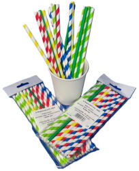  Szívószál papír 6 x 200 mm 25 db/csomag, vegyes csíkos (15024) - iroszer24