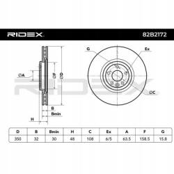 Ridex 2xFéktárcsa Jaguar Xe (X760) 350mmRIDEX 82B